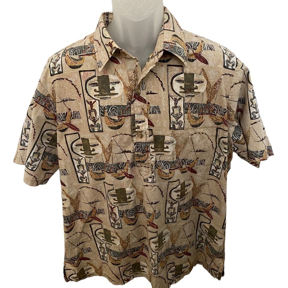 Kahala Aloha Hawaiian Themed Collared Button Down Shirt Men XL